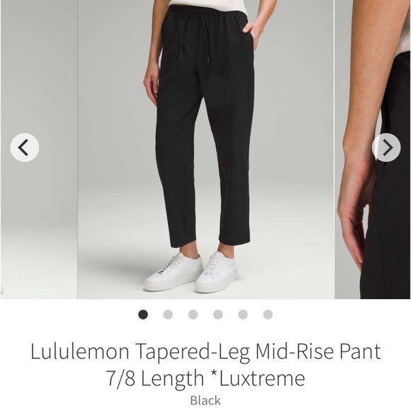 lululemon athletica Pants - Lululemon Tapered Leg Mid-Rise Work Trouser Pants 7/8 Length Black Sz S 4-6